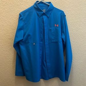Under armour heat gear fishing shirt medium blue